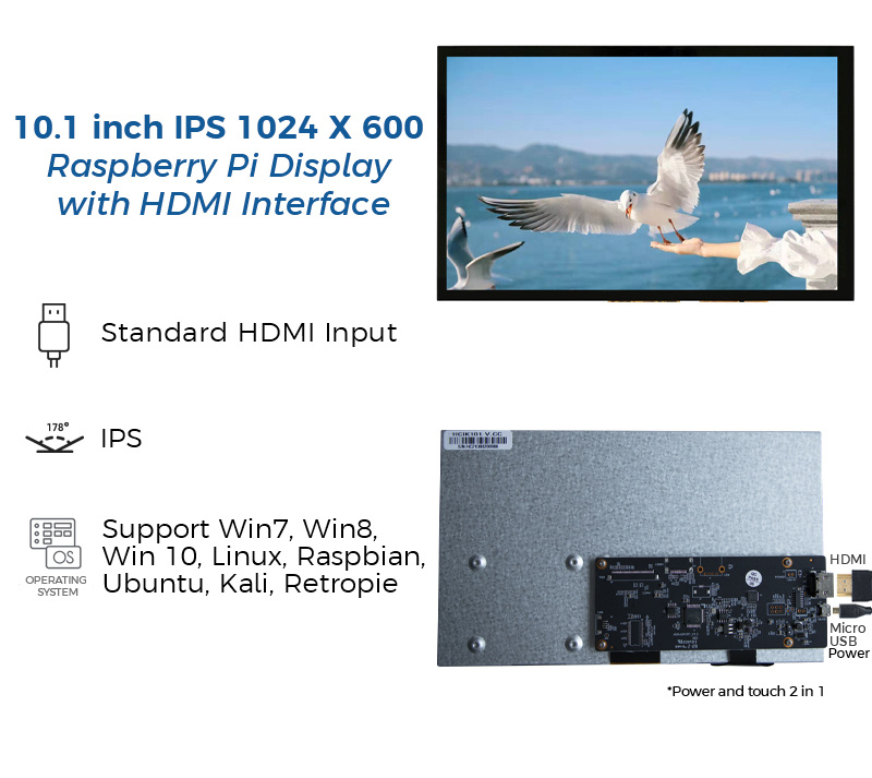 10.1 inch 1024x600 capactive touch HDMI display(HCIK101V.CC)