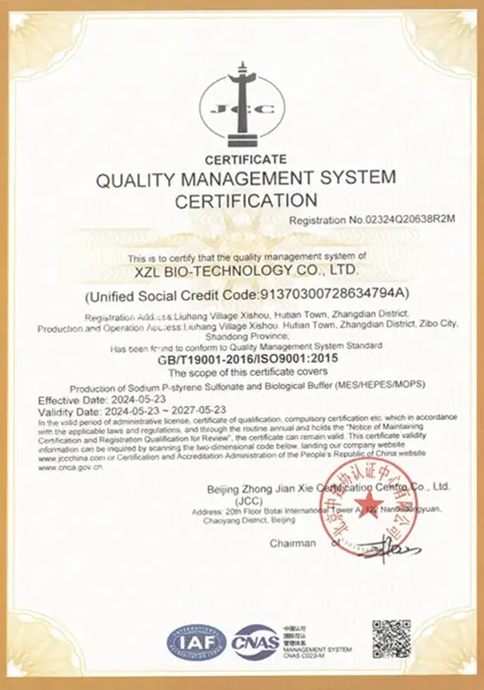 Quality management system certification