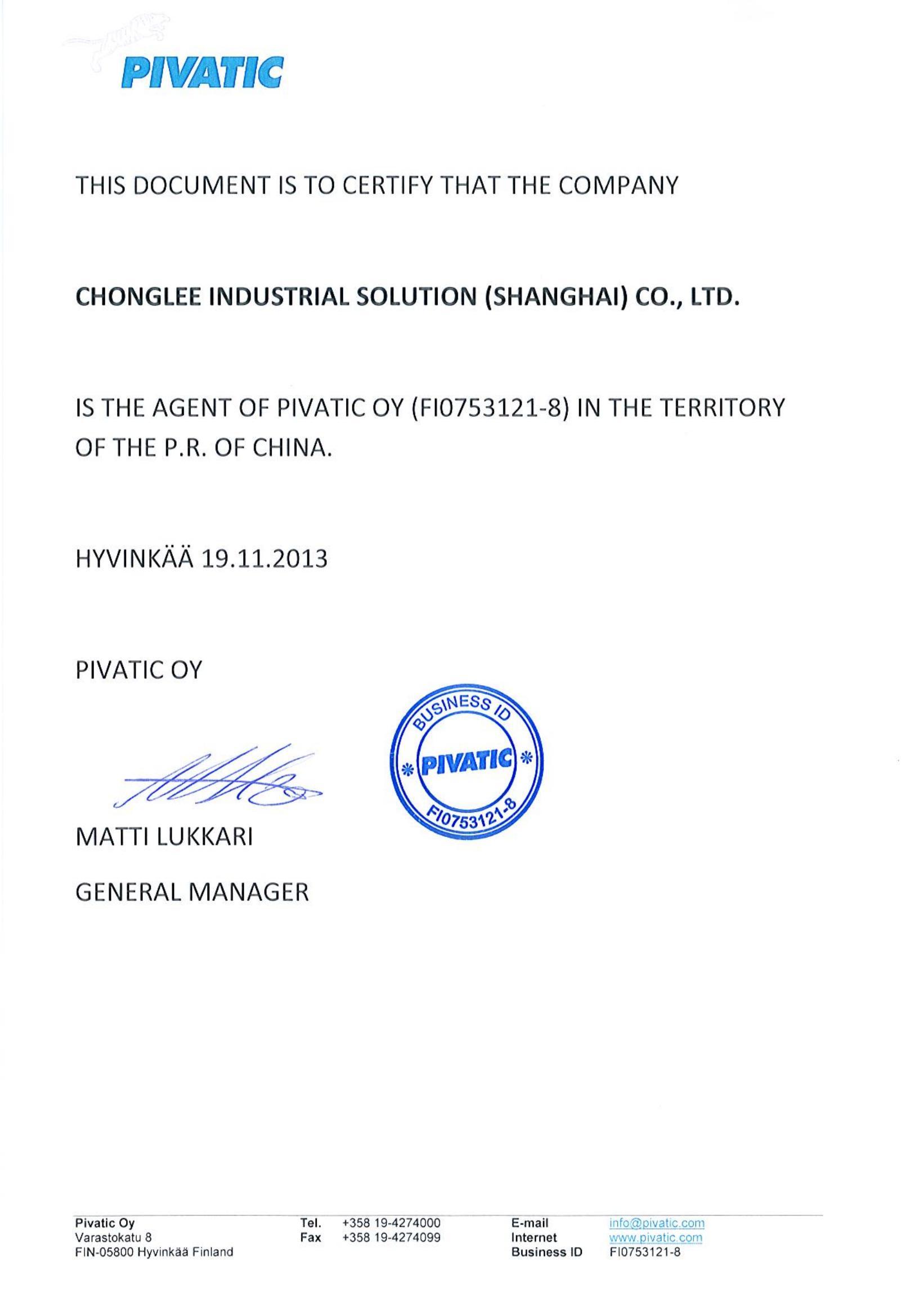 PIVATIC Power of Attorney PIVATIC Power of Attorney
