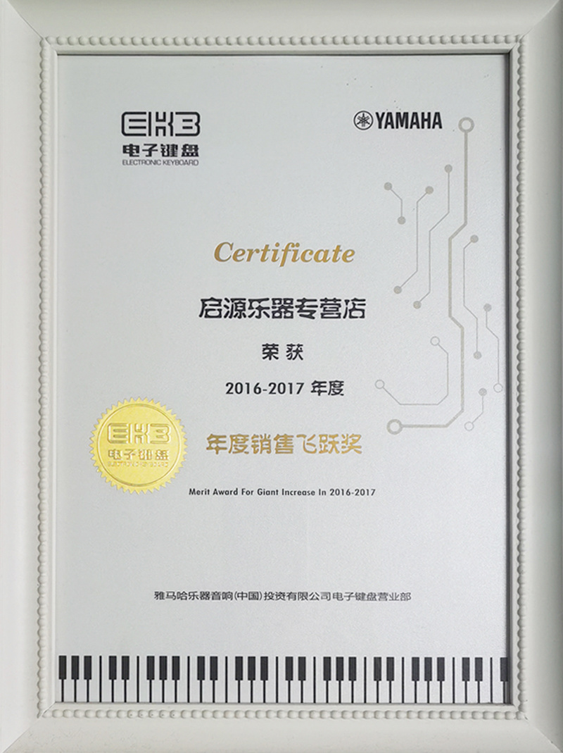 雅馬哈電子鍵盤年度銷售飛躍獎