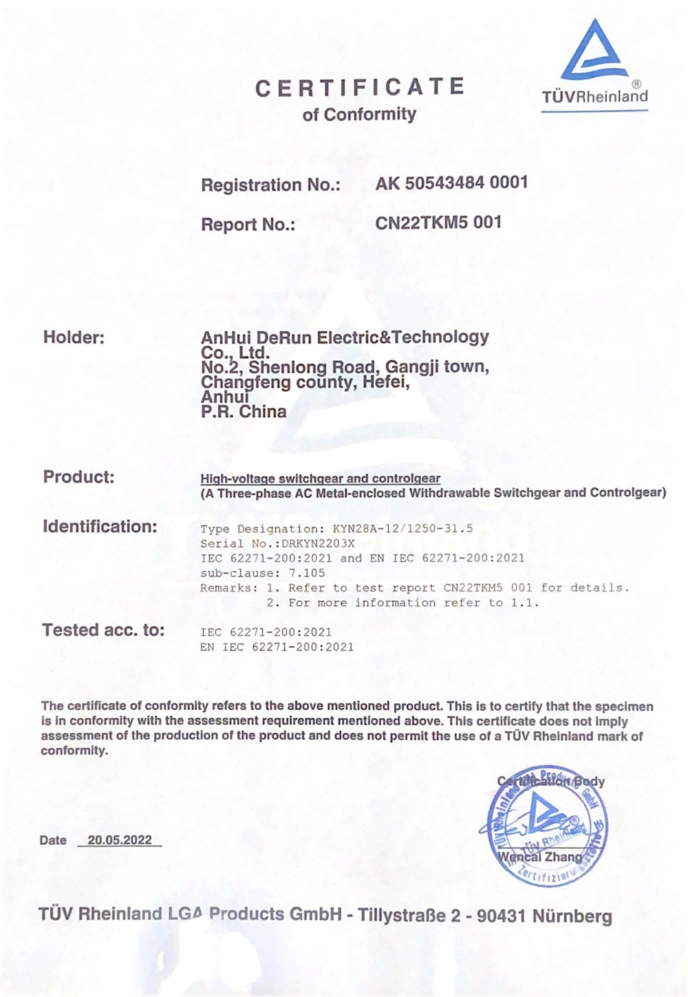 CE Certificate - KYN28