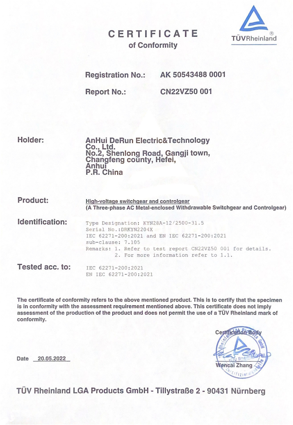 CE Certificate - KYN28