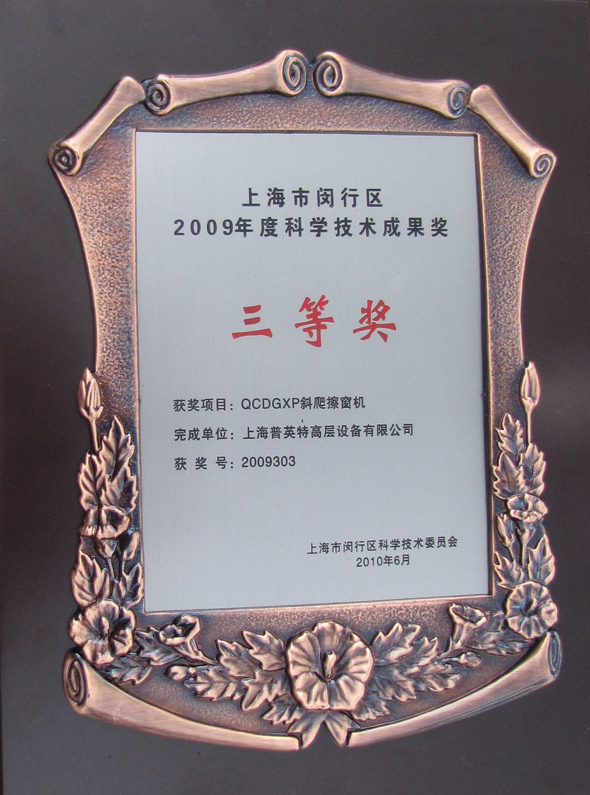 科学技术成果三等奖2009年