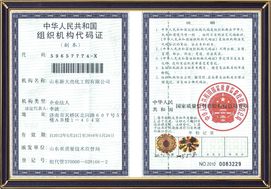 Organization Code Certificate