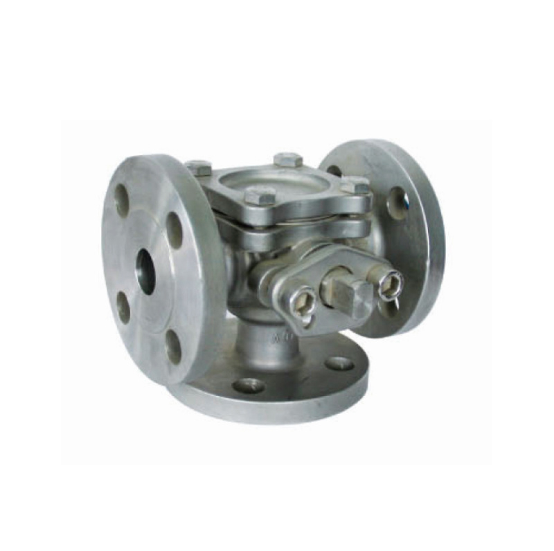 Flanged three-way ball valve