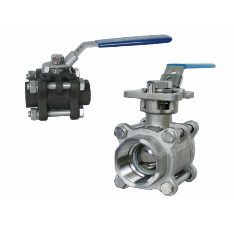 Three piece threaded ball valve