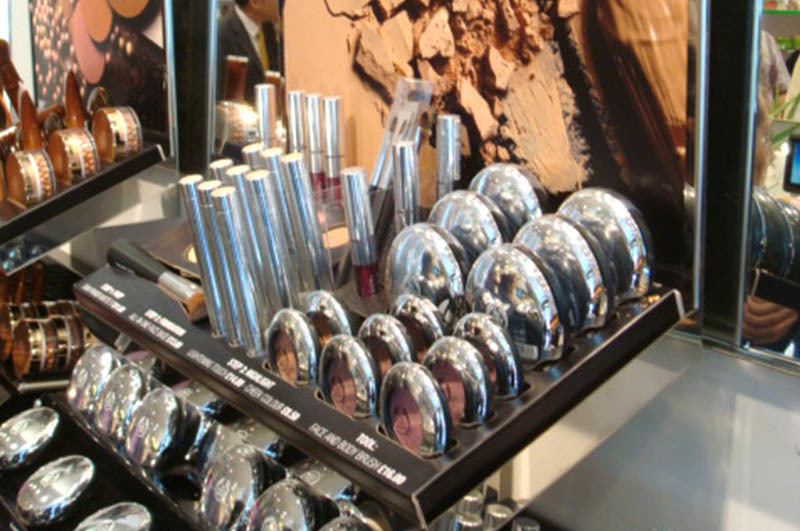 Cosmetics shelves