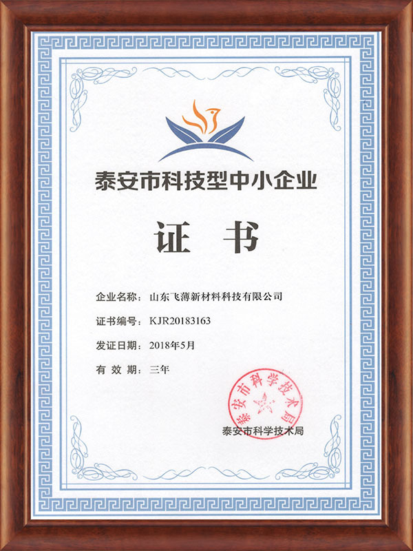 Technology oriented small and medium-sized enterprises in Tai'an City, 2018