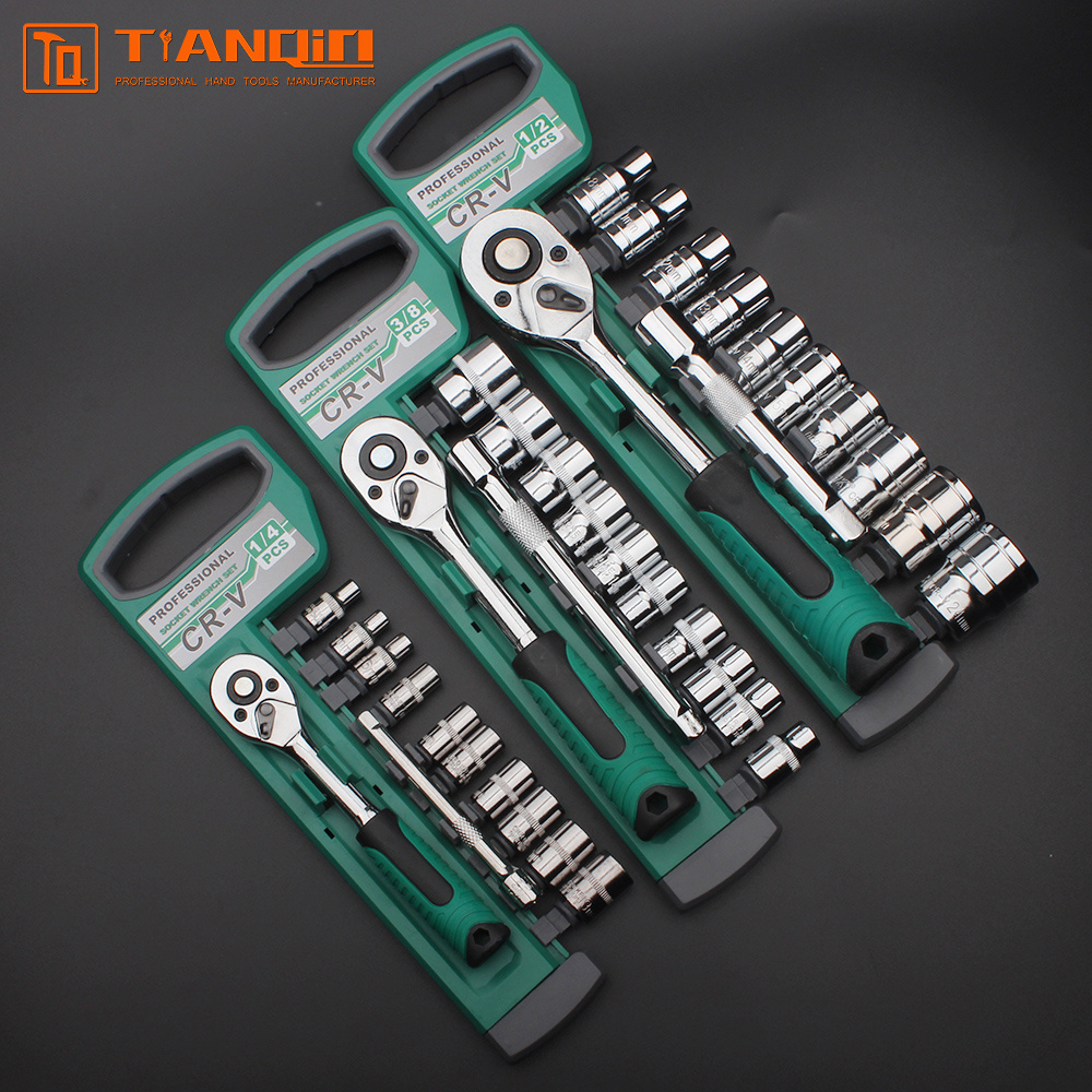 12pcs 1/4'' 3/8'' 1/2'' socket set