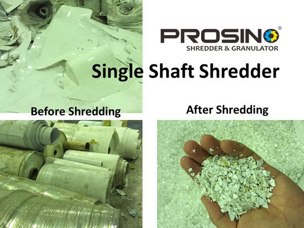 PET startup lump before shredding and after shredding_PROSINO