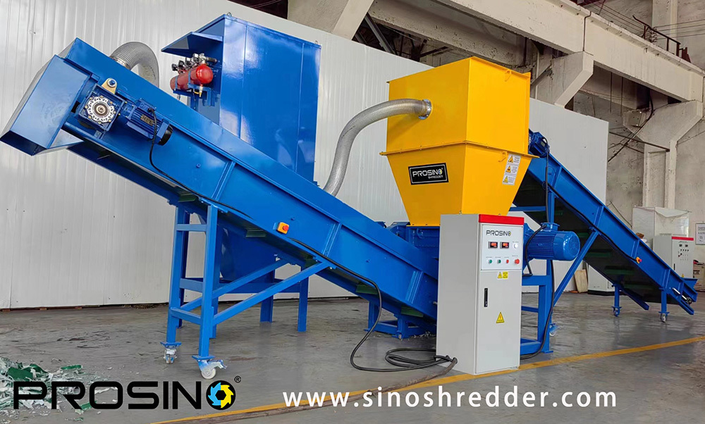 Double shaft shredder, Feeding conveyor, Discharging conveyor PROSINO