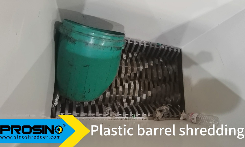 Plastic Barrel Shredding with PROSINO Double Sahft Shredder