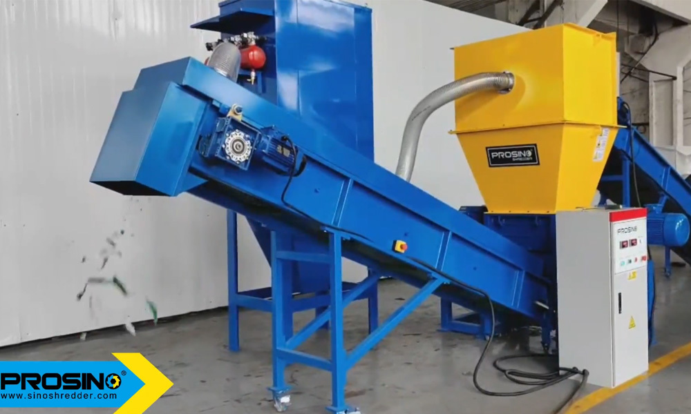 83. PVC Conveyor Belt Shredder, Double Shaft Shredder, Dust Collector PS-D-2160.mp4