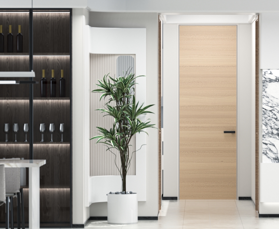 Hidden Frame Aluminum Wood Ecological Door-STMO05