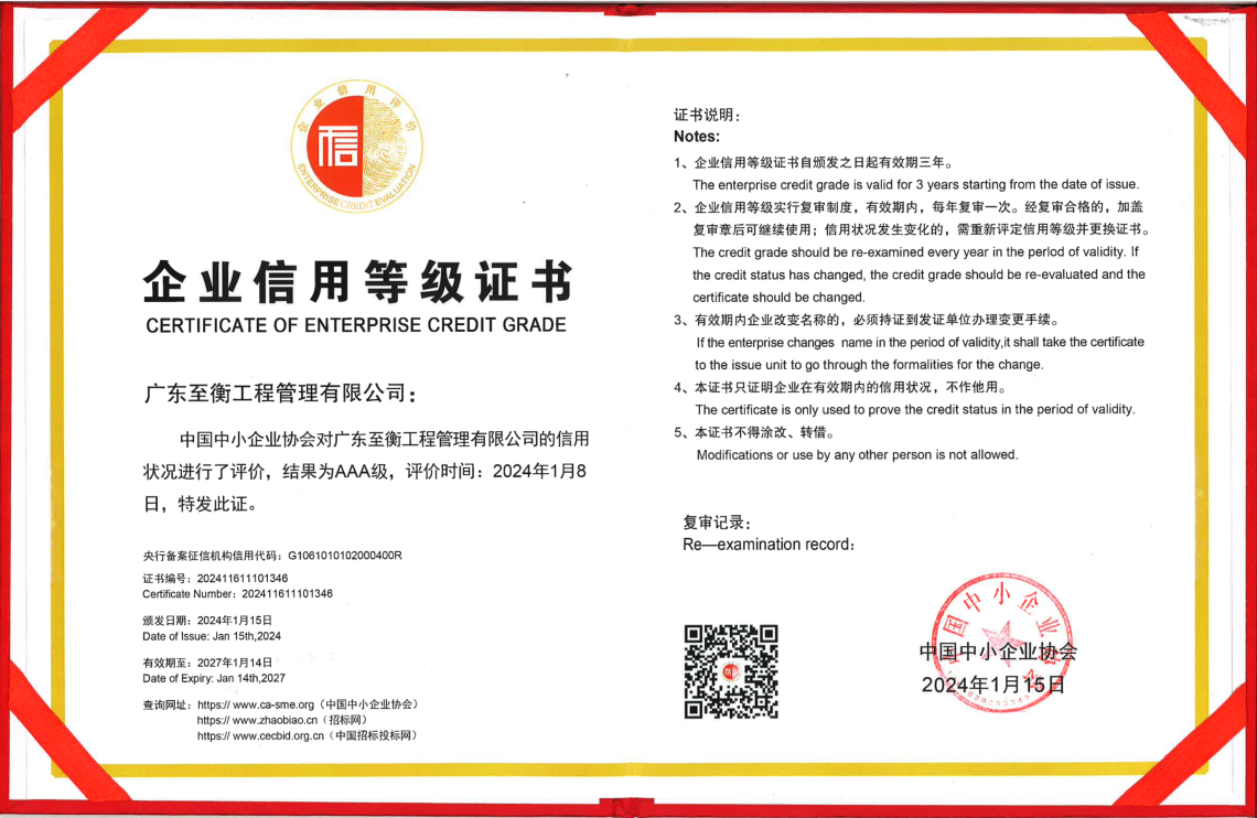 喜讯：我司被中国中小企业协会评定信用等级为AAA级