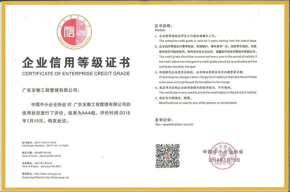 中小企業AAA證書 中小企業AAA證書