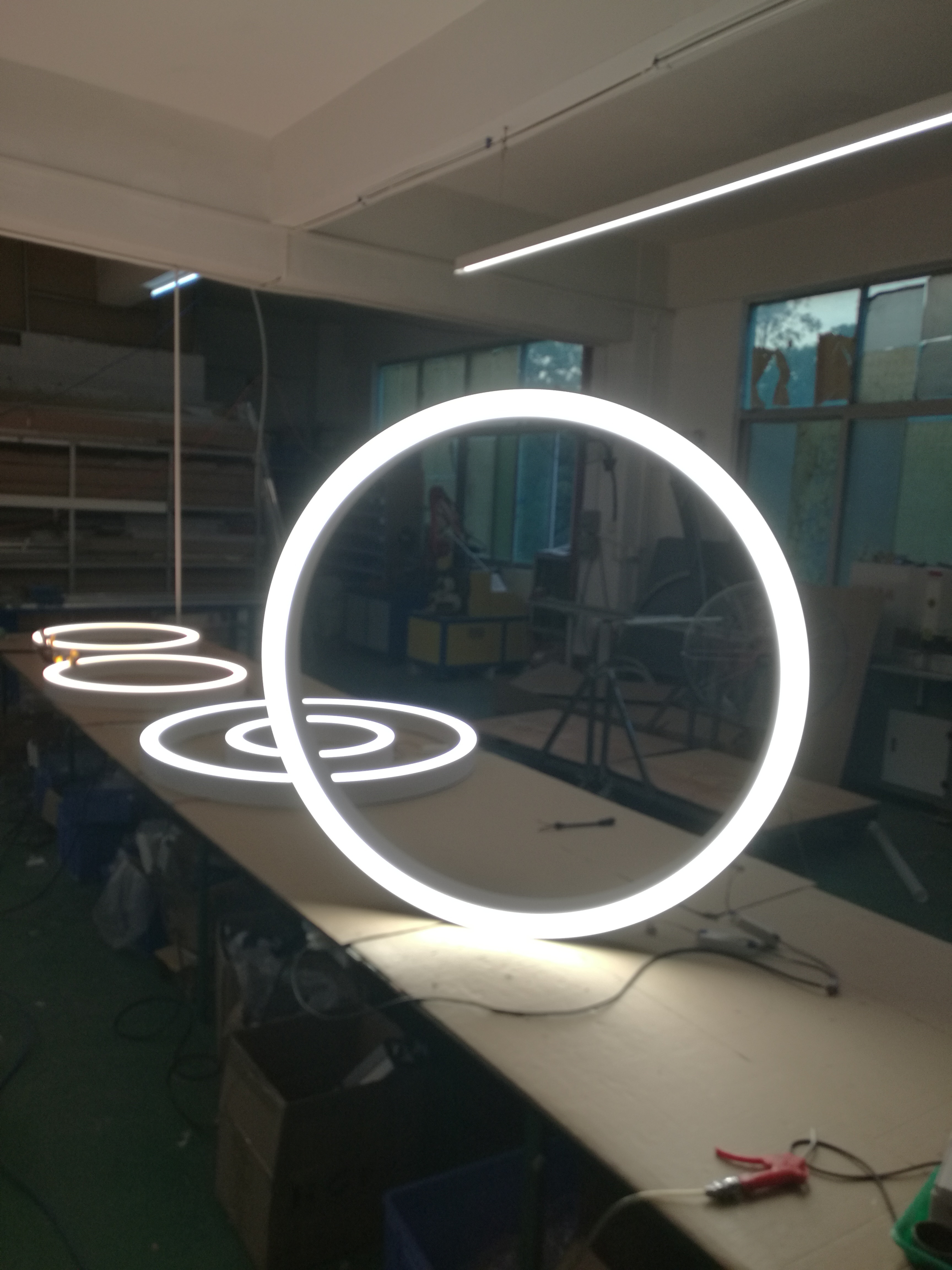 Samples of LED Circular Linear Lights being Produced