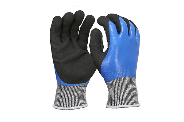 GFT006 13-gauge HPPE double-layer terry first full-nitrile-coated second thumb-nitrile-coated sandy cut resistan nitrile latex