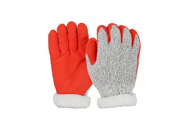 GFT001 10-gauge HPPE + acrylic terry palm-nitrile-coated cut resistant warm gloves