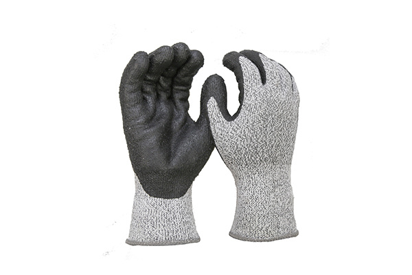 GFT002 10-gauge HPPE + terry palm-PU-coated cut resistant warm gloves
