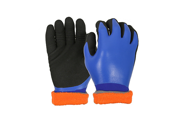 GFT009 13-gauge double-layer terry first full-nitrile-coated second nitrile-coated sandy nitrile latex cold-proof wear-resisti