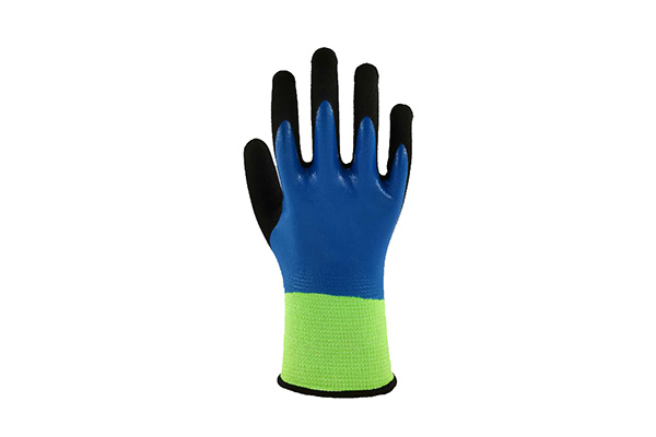 GFT010 13-gauge fluorescent yellow HPPE + glass fiber first full-latex-coated second latex sandy level-5 cut resistan water