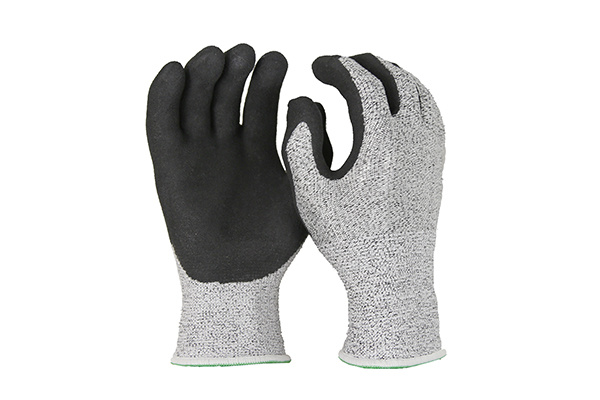 GFC028 15-gauge HPPE palm-nitrile-coated sandy cut resistant gloves
