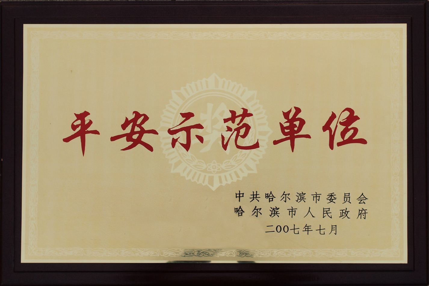 平安示范单位 平安示范单位