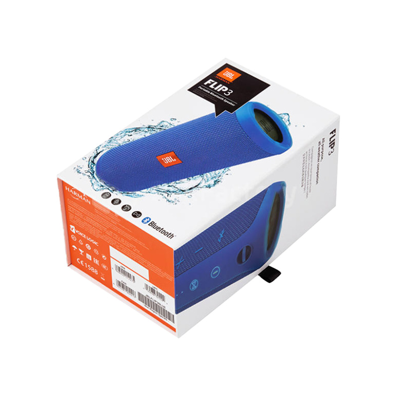 Rigid magnetic hinged closure speaker box with ribbon handle