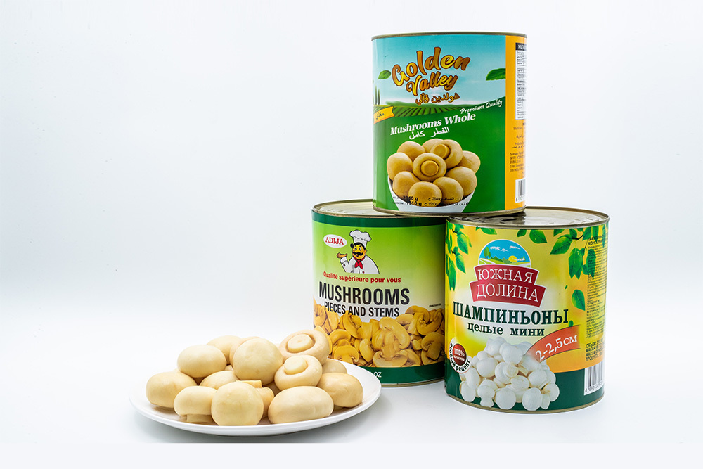 Canned edible mushrooms