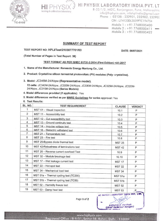 BIS-Nantong test reprot