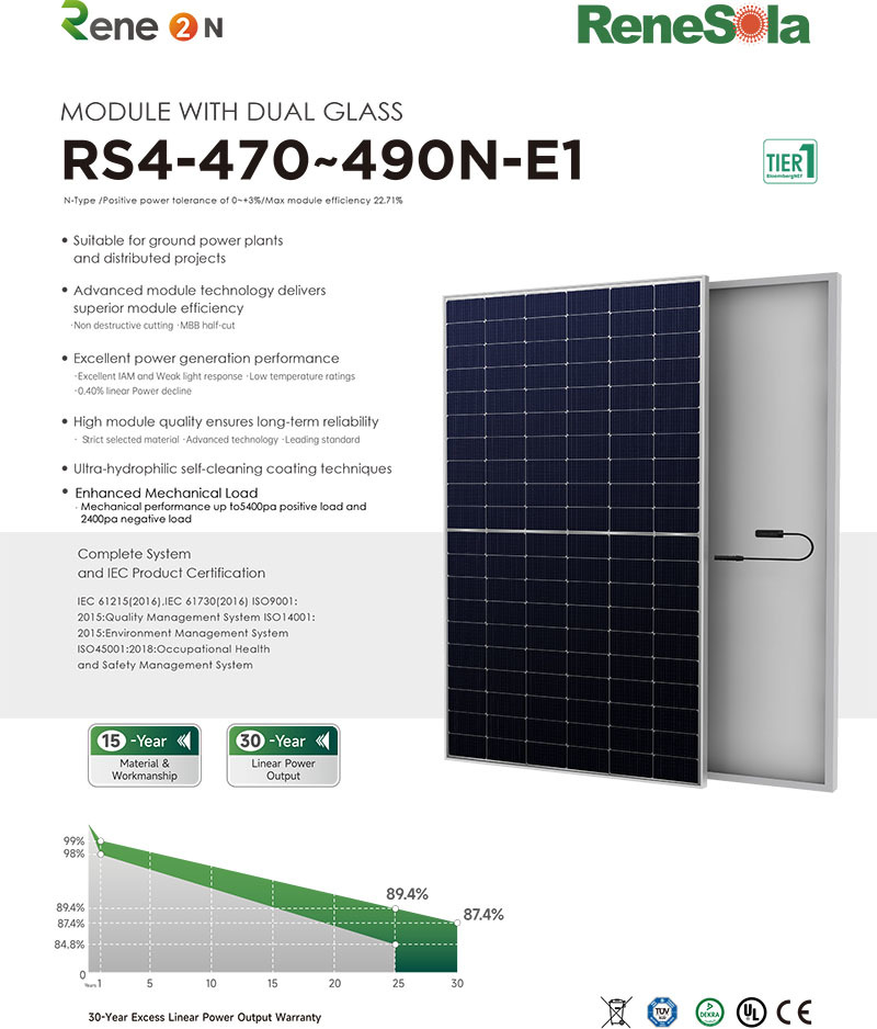 RS4-470~490N N-type (182-120 mono-facial module )