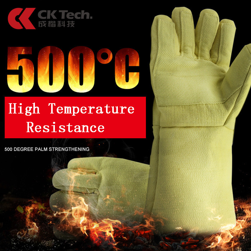 CK Tech. 500℃ Heat Insulation Gloves 38cm Protection Flame Retardant Fire Proof Work Gloves Oven Baking Anti-scald Safety Glove