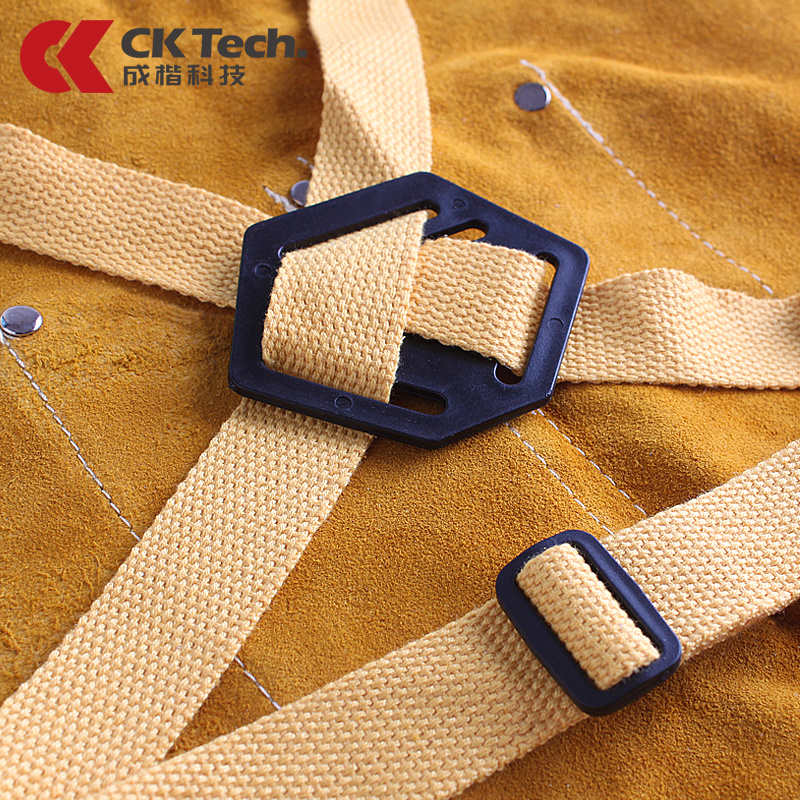 成楷科技（CK-Tech）焊接围裙裤 CKB-6102DF 牛二层皮隔热耐磨阻燃防飞溅 分脚 黄色
