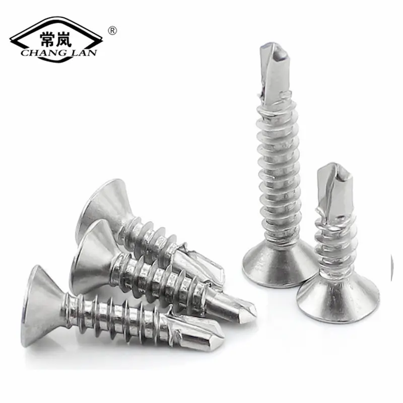 Cross recessed countersunk head drilling tail tapping screws