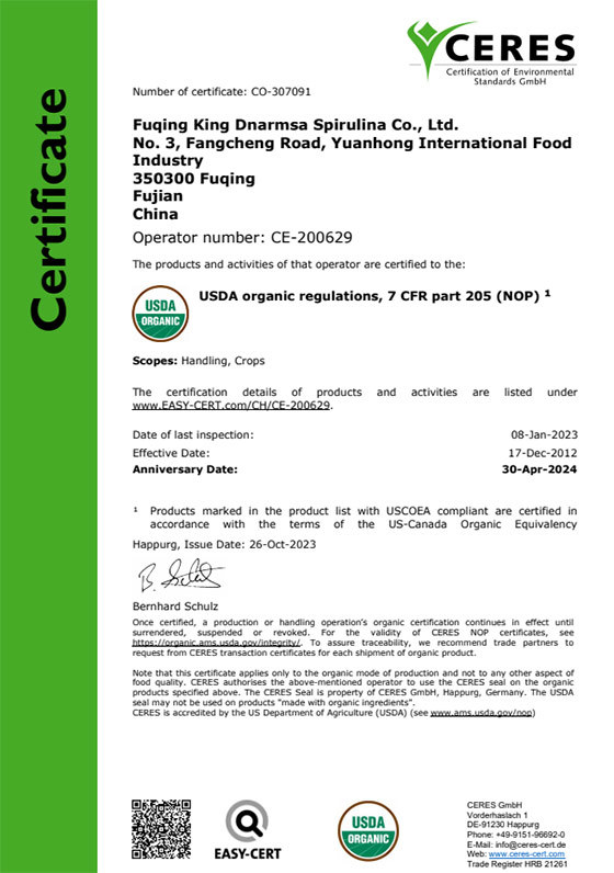 NOP Organic Certification