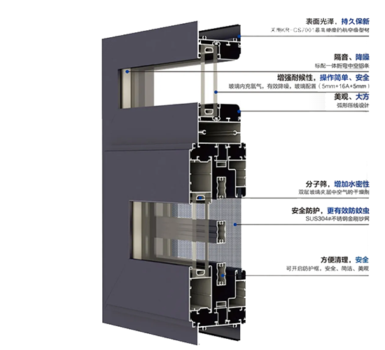 KR-CS70外開帶金鋼網(wǎng)窗