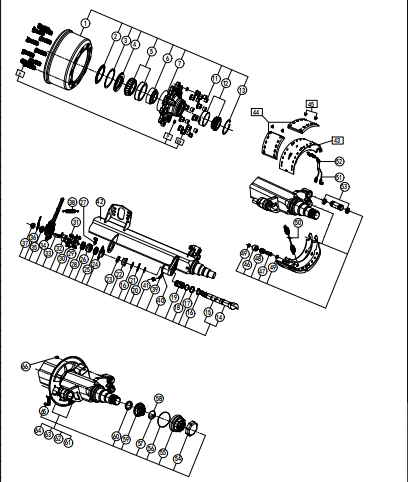 HJS09X15AK2040W150 9 toneladas tambor freno eje. Diagrama de explosión