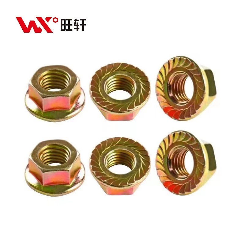 Manufacturer Yellow Zinc Plated Finish Carbon Steel Hex Flange Nut