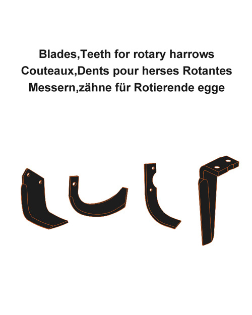 Rotary tillage blades, reclamation blades, drive rake blades, etc