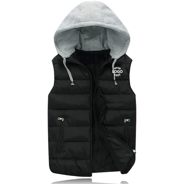 2022 cheap winter hooded sleeveless bubble jacket