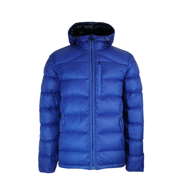 BSCI Factory Men's Blue Customized Hooded Down Jack