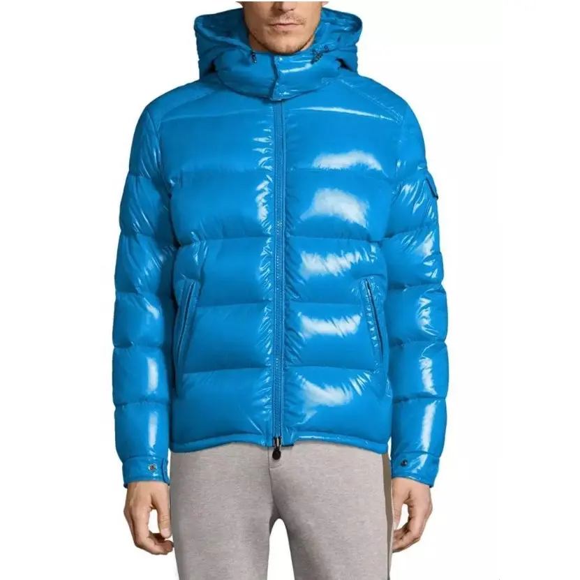 2023 wholesale shiny puffer jacket men black custom