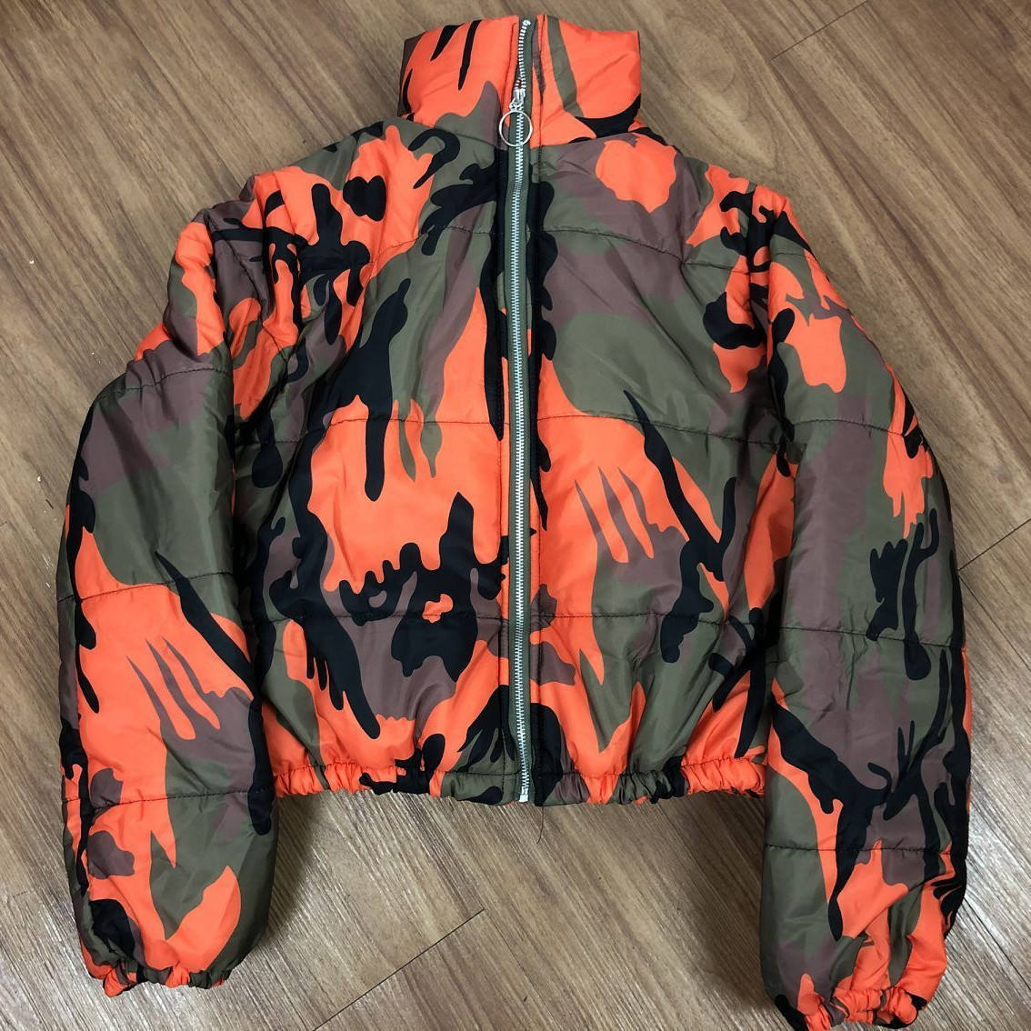 Camouflage Print Autumn Winter Puffer Jacket Women