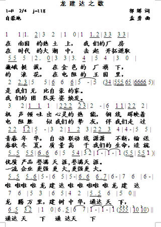 2010年1月15日“龙建达之歌”出炉