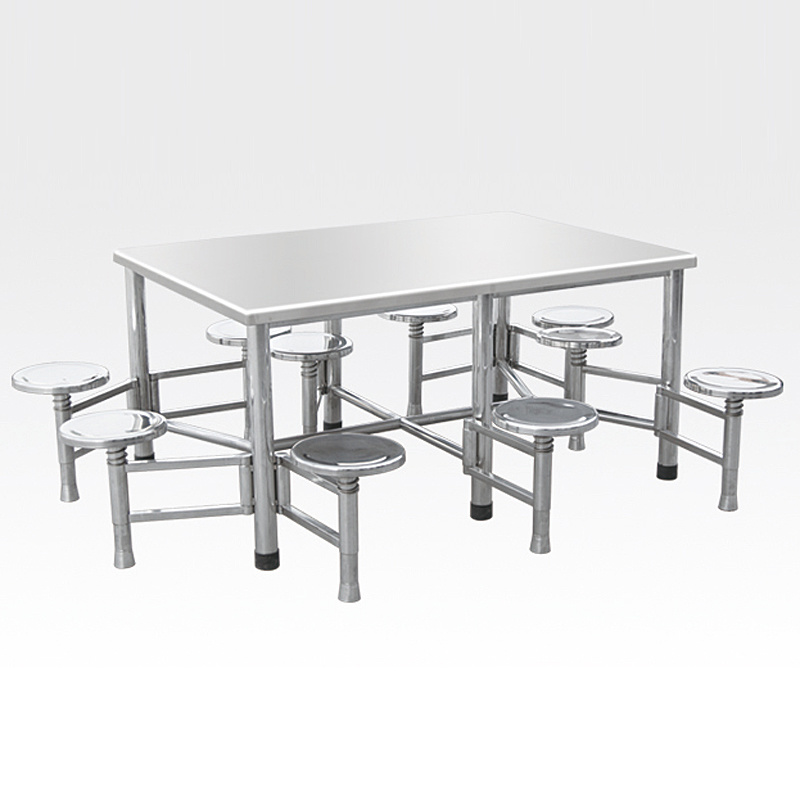 Ten-seater all-steel fast food dining table and chairs