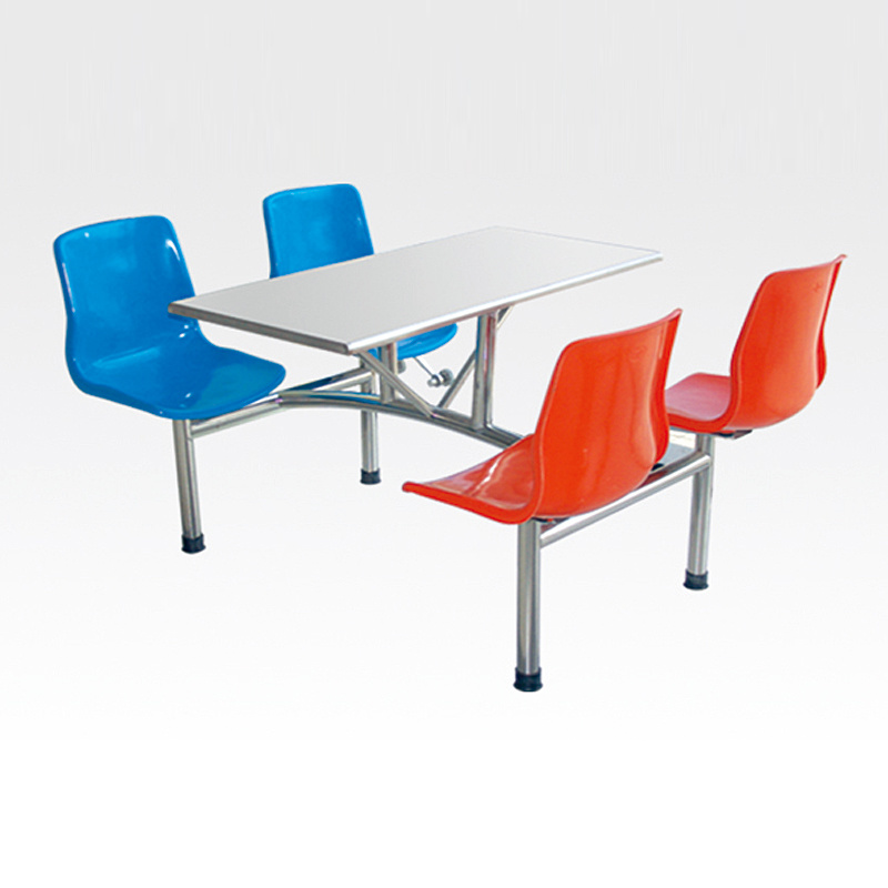 Four-seater all-steel fast food dining table and chairs