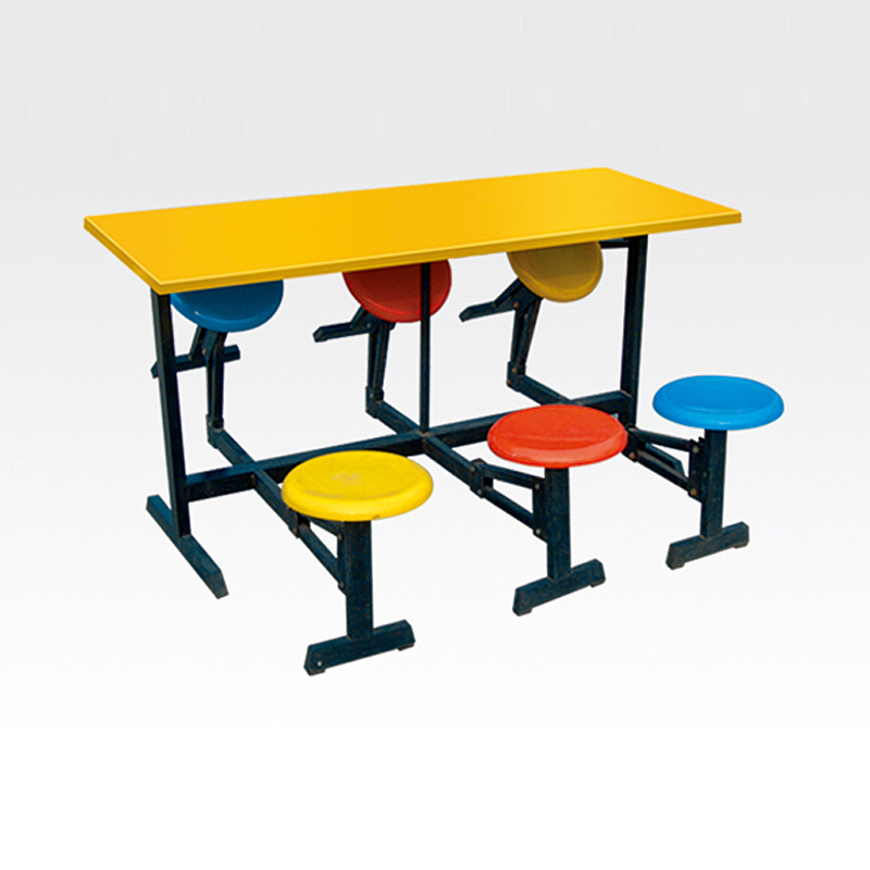 Fireproof board folding six-seater fast food dining table and chairs