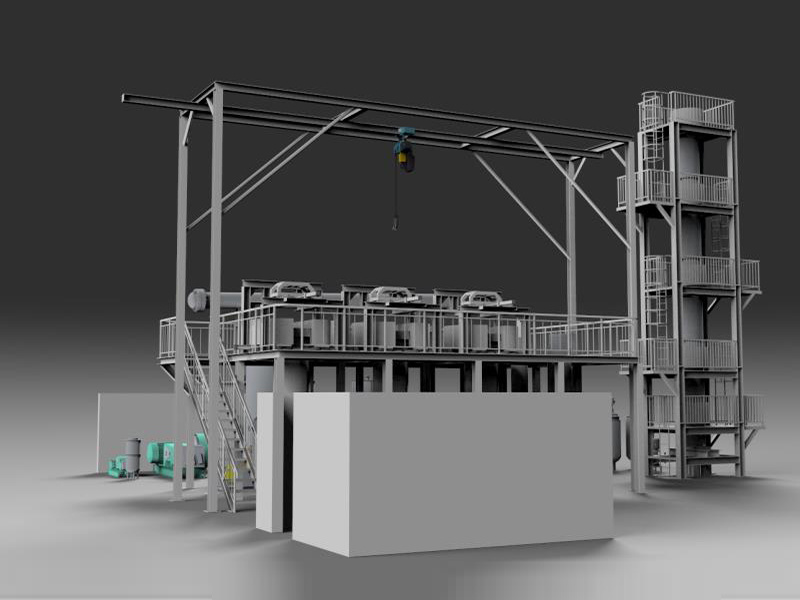 大型工业化生产设备3D效果图