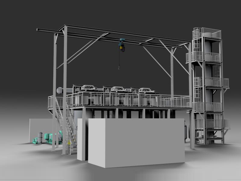 3D renderings of large-scale industrial production equipment